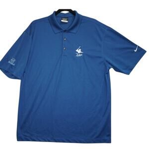 Nike Golf Dri-FIT Blue Polo Shirt Men's L Transtech Logo Embroidery Short Sleeve